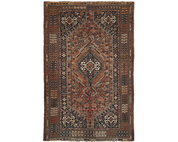 5x8 Vintage Terracotta Persian Style Hand Knotted Low Pile Wool Area Rug